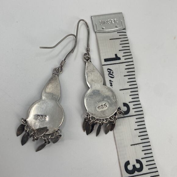 Vintage bohemian onyx stone tassel chandelier earrings - Picture 4 of 4